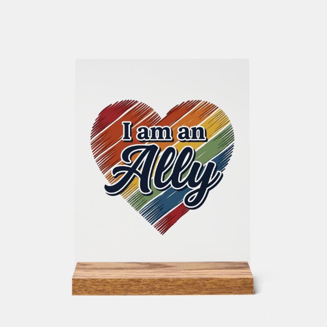 Rainbow Ally Heart Vector Shirt Design_1 Acrylic Sign (Front)