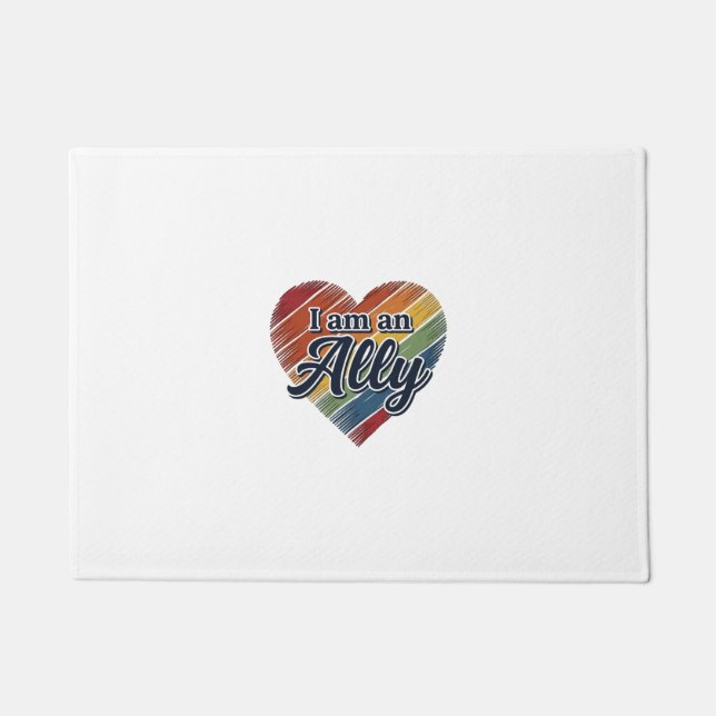 Rainbow Ally Heart Vector Shirt Design_1 Doormat (Front)
