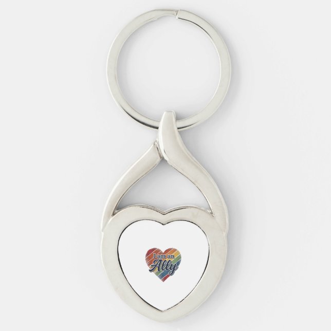 Rainbow Ally Heart Vector Shirt Design_1 Keychain (Front)