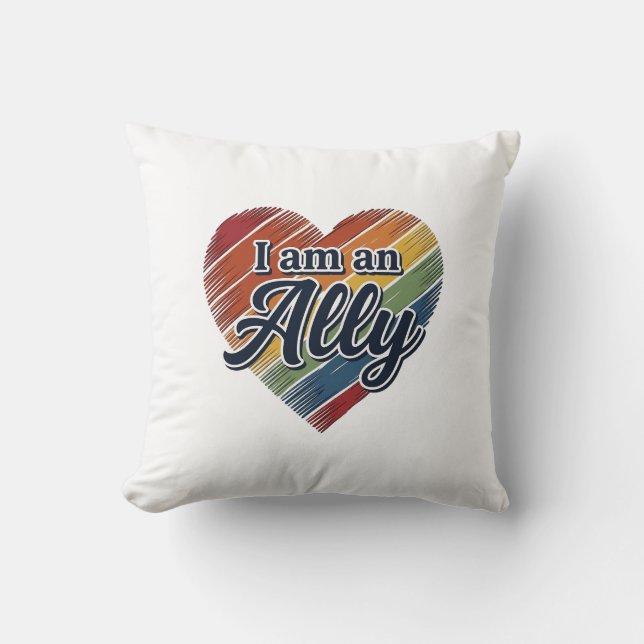 Rainbow Ally Heart Vector Shirt Design_1 Throw Pillow (Front)