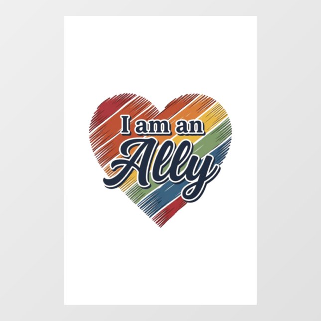 Rainbow Ally Heart Vector Shirt Design_1 Window Cling (Sheet)