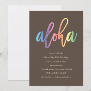 Rainbow Aloha Party Invite