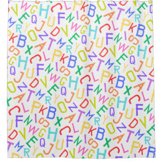 Rainbow Alphabet Letters Kids A-Z Shower Curtain