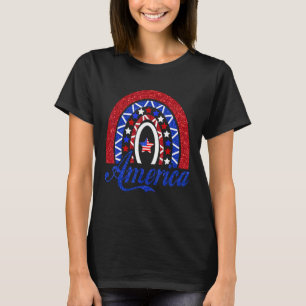 Rainbow America American Flag Patriotic 4th Of Jul T-Shirt