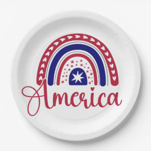 Rainbow America  Paper Plate