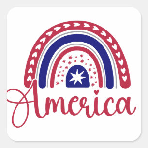 Rainbow America Square Sticker