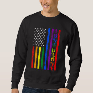 Rainbow American Flag Gay Pride LGBT Lesbian Outfi Sweatshirt
