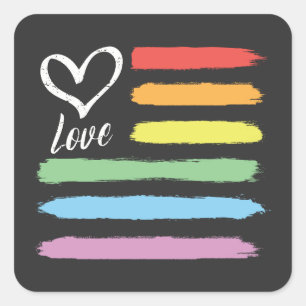 Rainbow American Flag LGBT Square Sticker