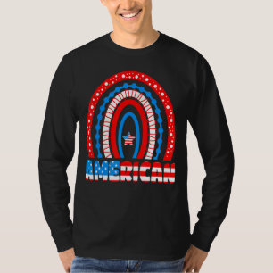 Rainbow American Flag Patriotic Happy 4th Of July T-Shirt