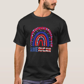 Rainbow American Flag Patriotic Happy 4th Of July  T-Shirt