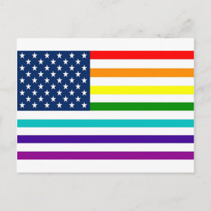 Rainbow American Flag Postcard