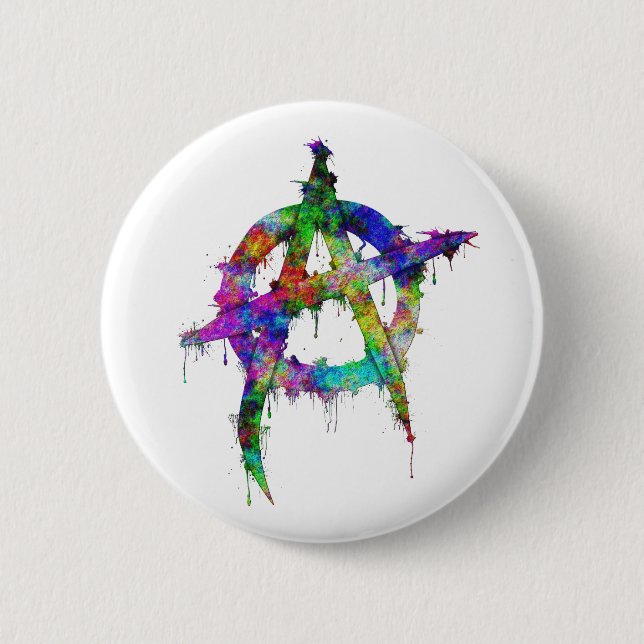 Rainbow Anarchy Symbol 2 Inch Round Button (Front)