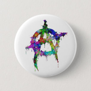 Rainbow Anarchy Symbol 2 Inch Round Button