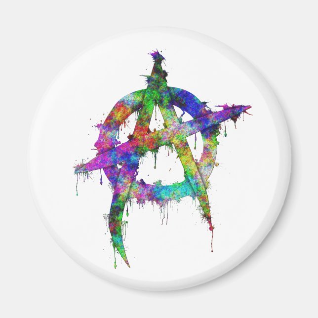 Rainbow Anarchy Symbol Magnet (Front)