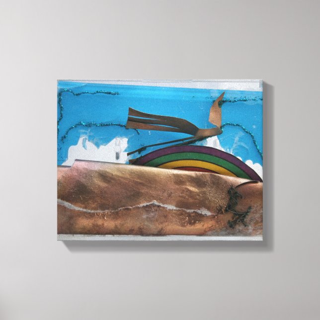 Rainbow and Abstract Bird K7 1986 Mixed-media C Canvas Print (Front)