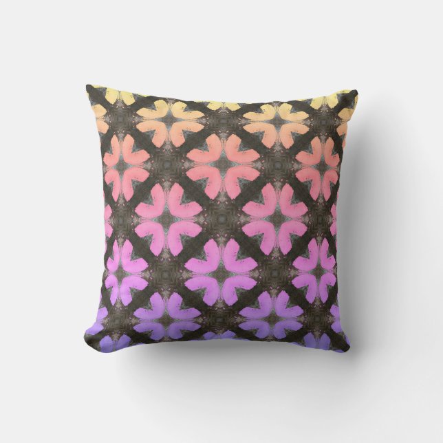 Rainbow and Black Modern Hipster Outdoor Pillow (Front)