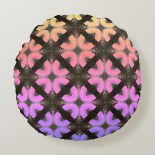 Rainbow and Black Modern Hipster Round Pillow