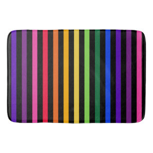 Rainbow and black stripes bath mat