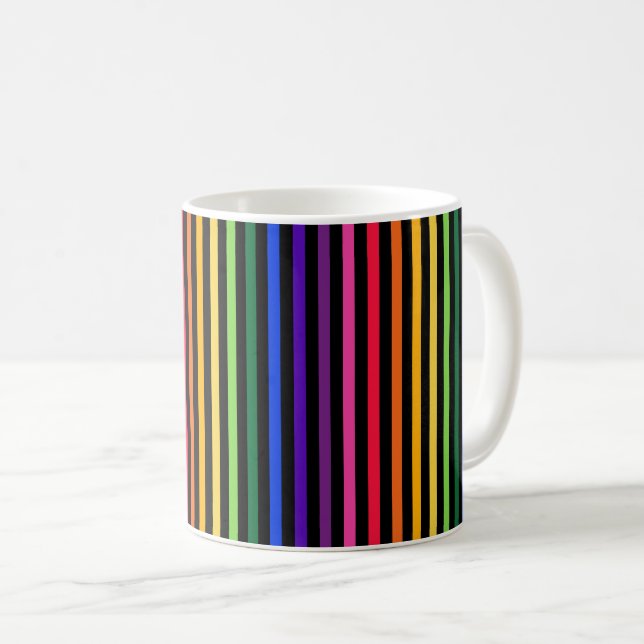 Rainbow and black stripes coffee mug (Front Right)