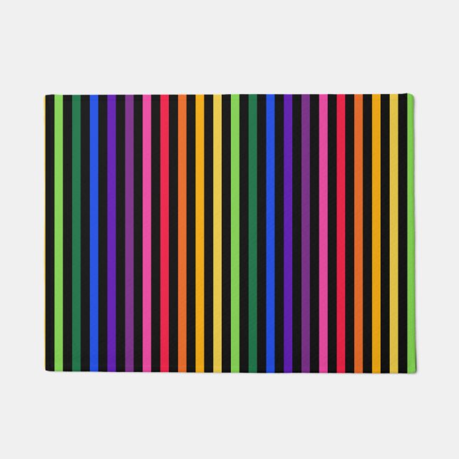 Rainbow and black stripes doormat (Front)