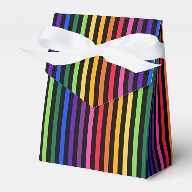 Rainbow and black stripes favor box (Front Side)