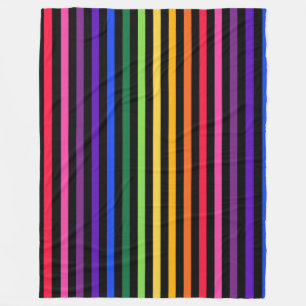 Rainbow and black stripes fleece blanket