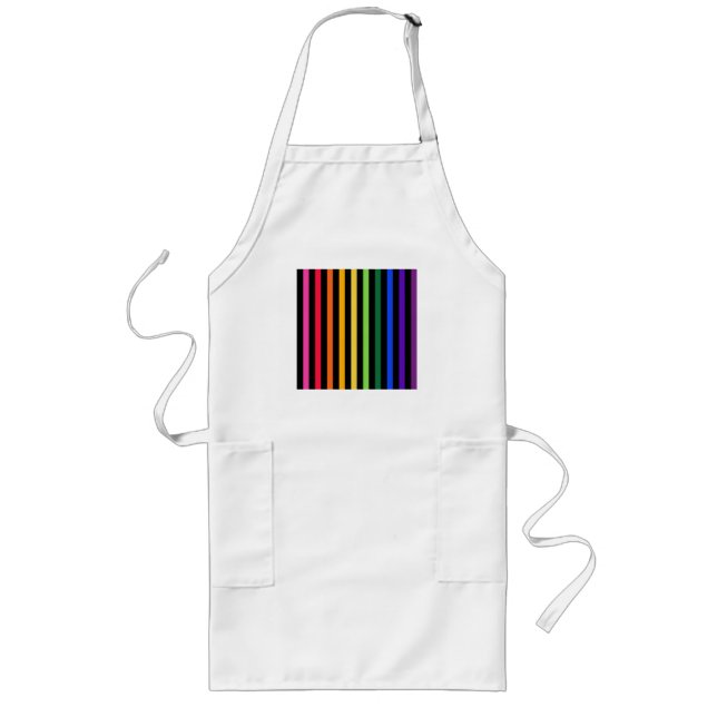 Rainbow and black stripes long apron (Front)