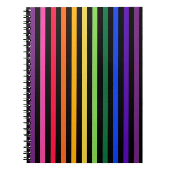 Rainbow and black stripes notebook (Front)