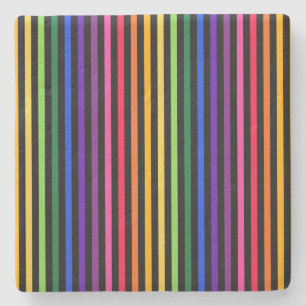 Rainbow and black stripes stone coaster