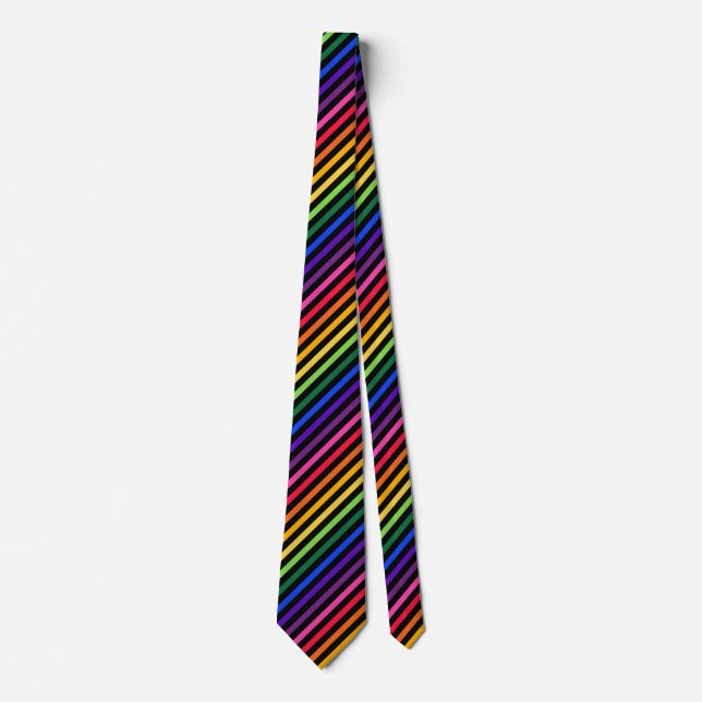 Rainbow and black stripes tie (Front)