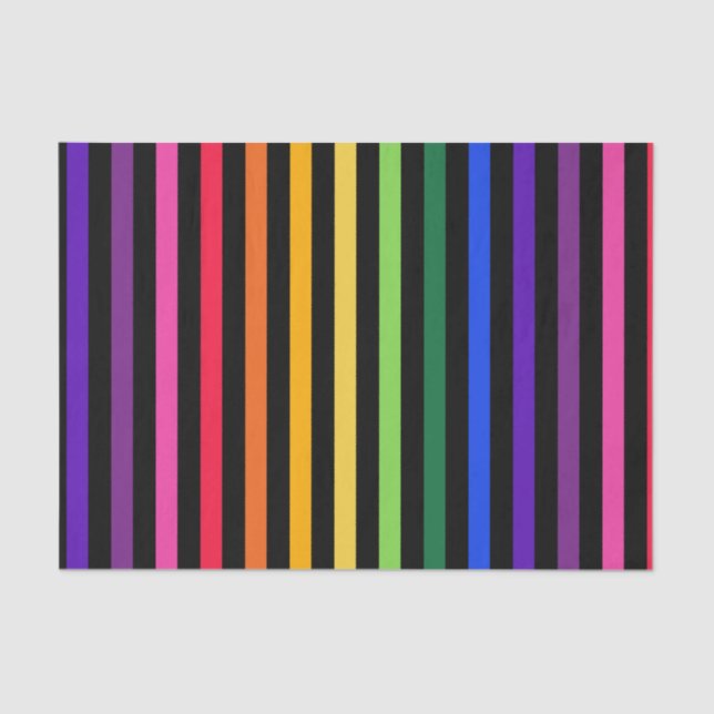 Rainbow and black stripes tissue paper (Front)