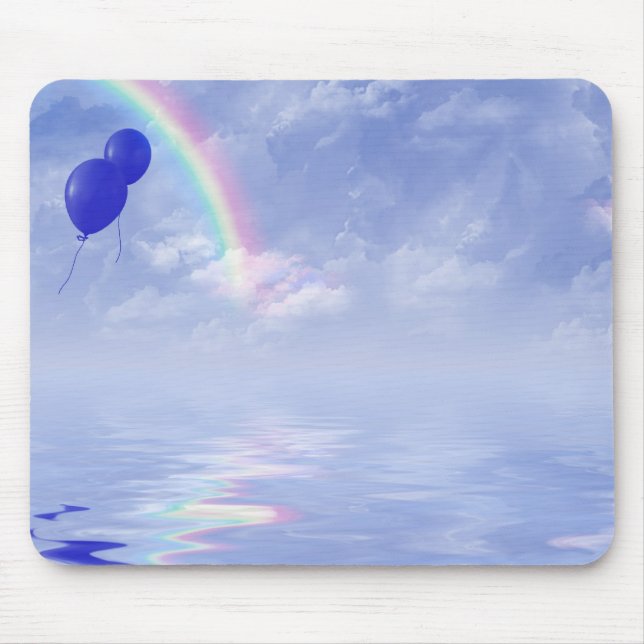 Rainbow and blue balloon mouse pad (Front)