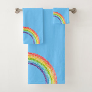 Rainbow and blue sky bath towel set