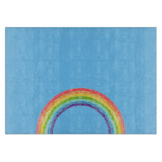 Rainbow and blue sky cutting board