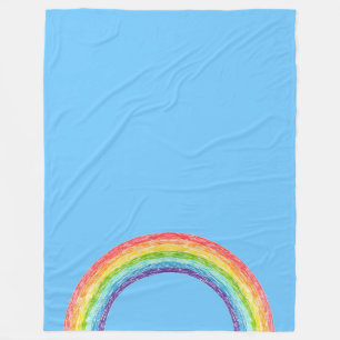Rainbow and blue sky fleece blanket