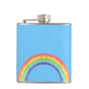 Rainbow and blue sky hip flask