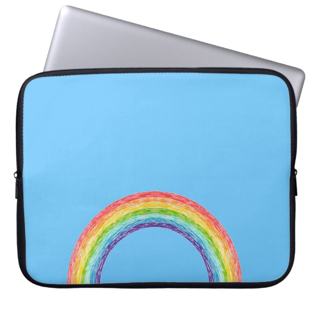 Rainbow and blue sky laptop sleeve (Front)