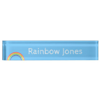 Rainbow and blue sky nameplate