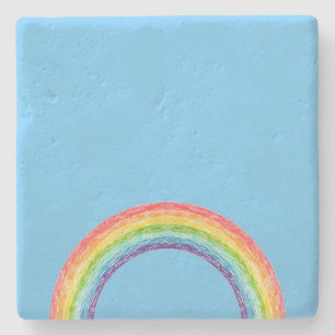 Rainbow and blue sky stone coaster