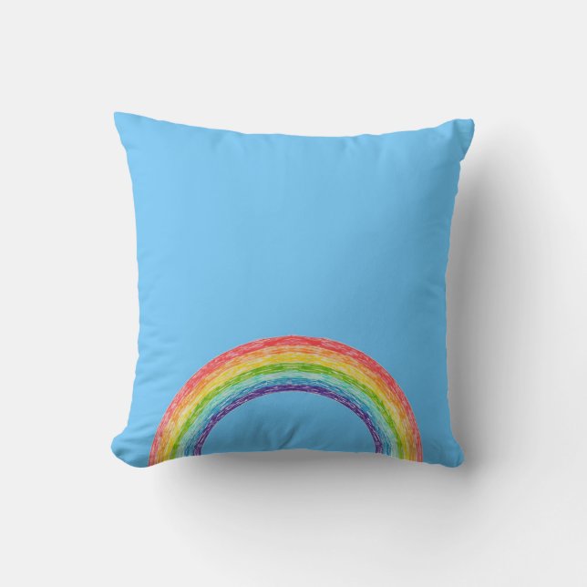 Rainbow and blue sky throw pillow (Front)