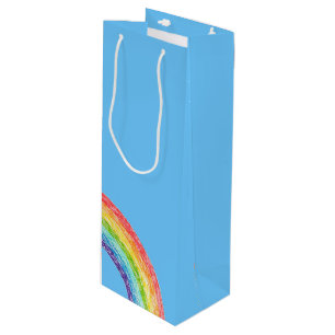 Rainbow and blue sky wine gift bag