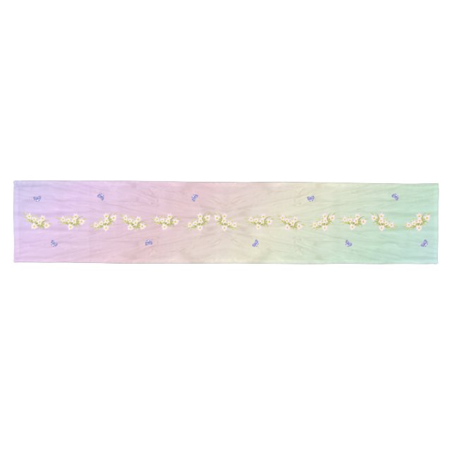 Rainbow and Butterflies Flowers Medium Table Runner (Horizontal)
