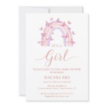 Rainbow and butterfly Baby shower invitation