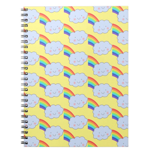 Rainbow and Cloud Cute Modern Pattern Notebook (Front)