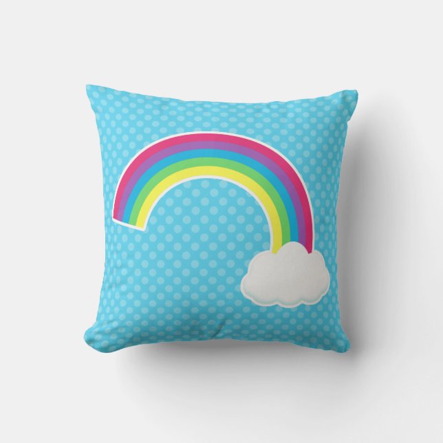 Rainbow and Cloud Throw Pillow (Front)