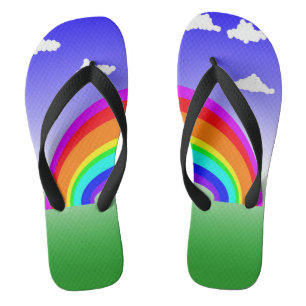 Rainbow and Clouds Flip Flops