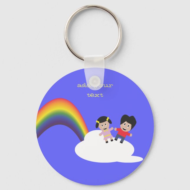 Rainbow and Clouds Friendship Keychain (Front)