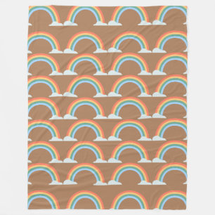 Rainbow and clouds pattern fleece blanket