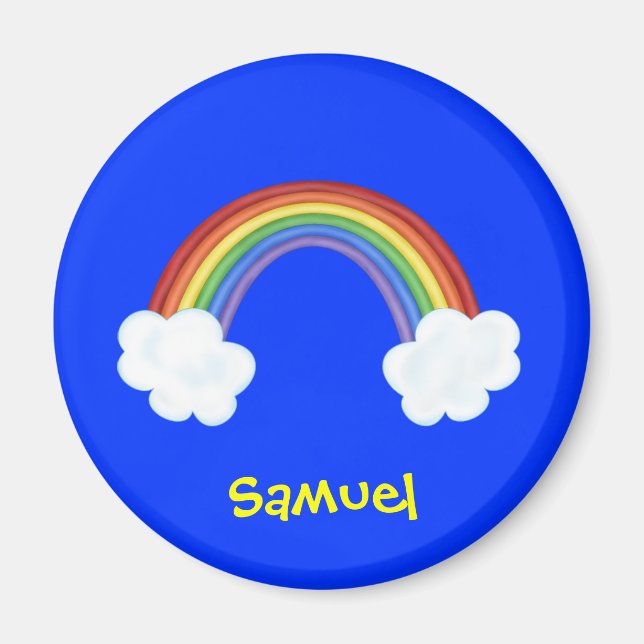 Rainbow and Clouds Personalized Name Gift Magnet (Front)