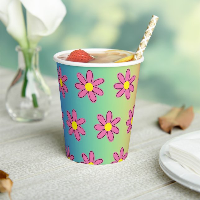 Rainbow and Flowers Paper Cups (Insitu)
